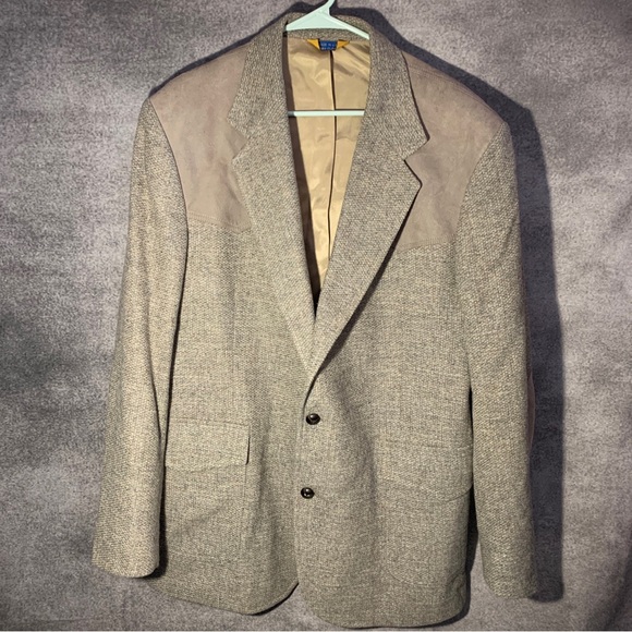 Pendleton Other - VTG Pendleton Brown Tweed Men's Sport Coat Blazer Wool Suede Patches Size 46 L